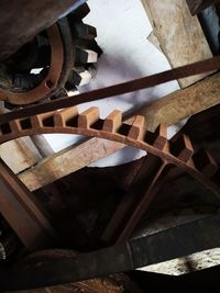 High angle view of old machinery