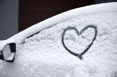 Close-up of heart shape on bed