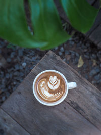 High angle view of coffee on table