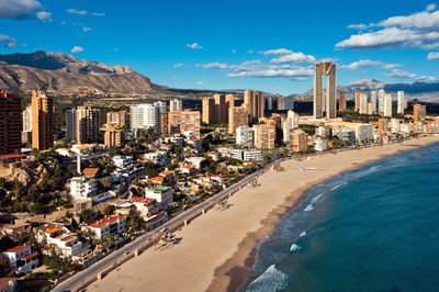 Aerial view of city at waterfront