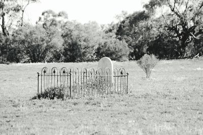 View of cemetery on field