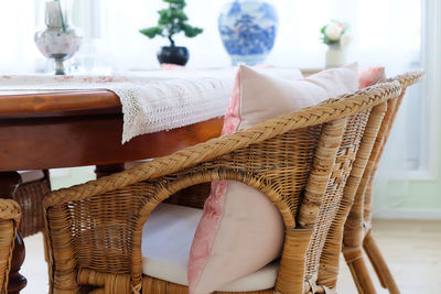 Empty chairs and table at home