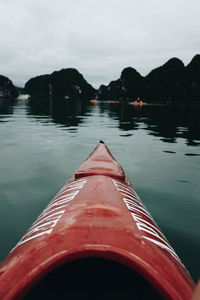 Boat moored on ha long bay