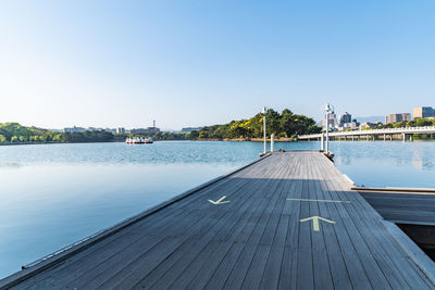 Scenic view of lake against clear sky