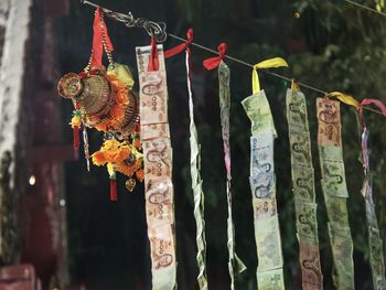 Close-up of clothes for sale in market