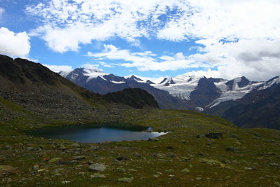 Scenic view of mountains against sky