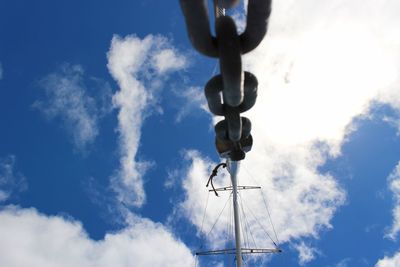 Low angle view of rope against sky