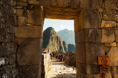 Low angle view of rock formations