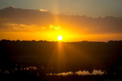 Scenic view of silhouette landscape against sky during sunset