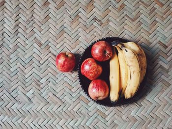 High angle view of fruits in plate