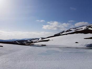 Scenic view of snowcapped mountain against sky