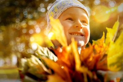 Close-up portrait of smiling girl