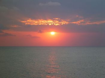 Scenic view of sea at sunset