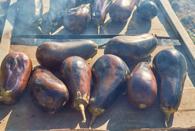 High angle view of bananas in container