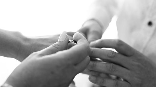 Close-up of couple in engagement