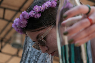 Side view of woman looking away