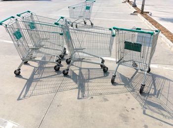 Empty shopping carts on footpath