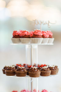 Close-up of cupcakes on table