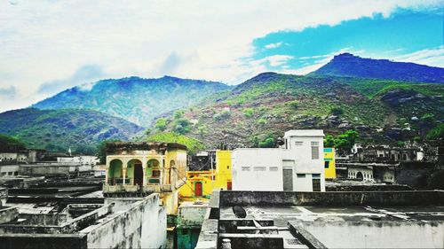 Scenic view of mountains against sky