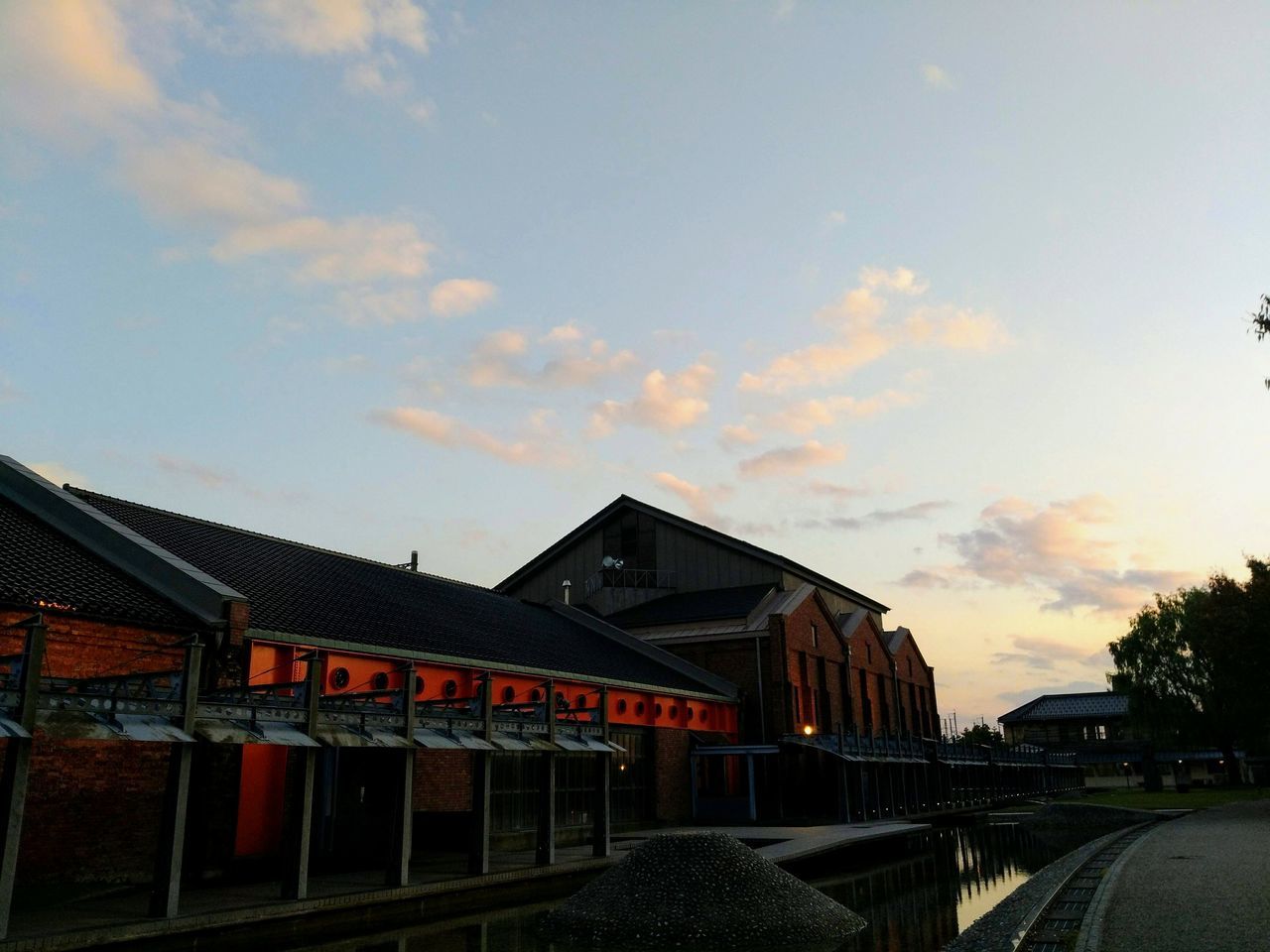 sky, built structure, architecture, cloud - sky, building exterior, nature, building, no people, sunset, transportation, house, outdoors, day, tree, residential district, plant, city, roof, bridge, text