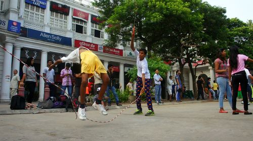 People walking in city