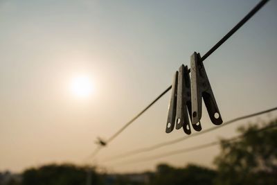 Low angle view of clothes hanging on clothesline