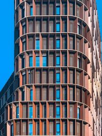 Low angle view of modern building against clear sky