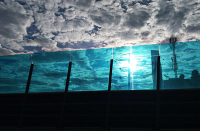 Low angle view of window against sky