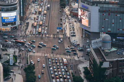 High angle view of city street