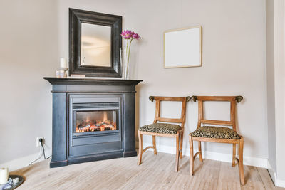 Chairs on table at home