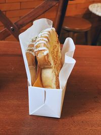 High angle view of cake on table