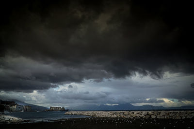 Storm clouds over city