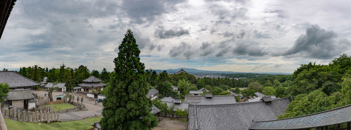 High angle view of buildings in town