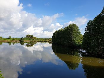 Scenic view of lake against sky