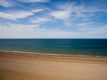 Scenic view of sea against blue sky