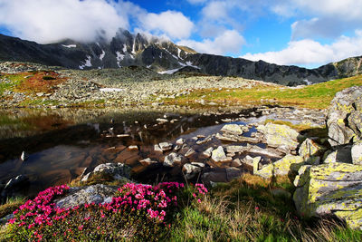 Scenic view of lake against sky