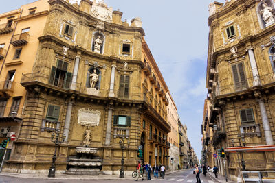 Low angle view of buildings against sky