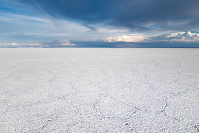 Scenic view of land against sky during winter