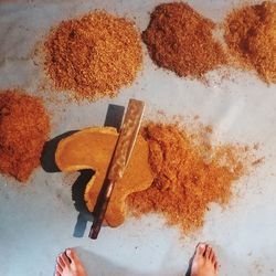 Directly above shot of person preparing food