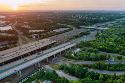 High angle view of elevated road and cityscape