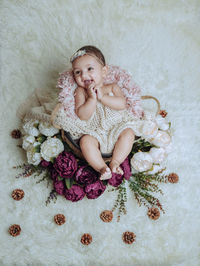 Portrait of girl with christmas tree