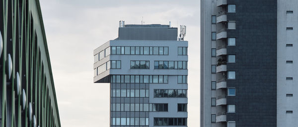 Building above wider than below, modern architecture in bratislava, slovakia