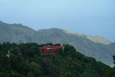 Scenic view of mountains against clear sky