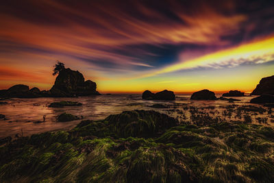 Scenic view of sea against sky during sunset