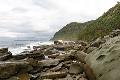 Scenic view of beach against sky