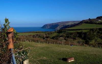 Scenic view of sea against clear sky