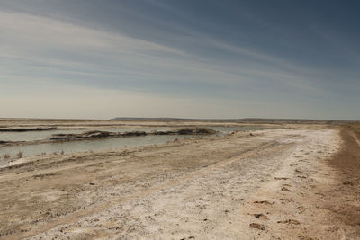 The road through the steppes to the aral sea.kazakhstan,2019