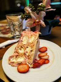 Close-up of dessert in plate on table