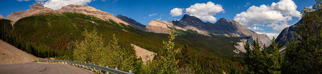 Panoramic view of mountains against sky