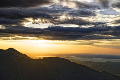 Scenic view of dramatic sky during sunset